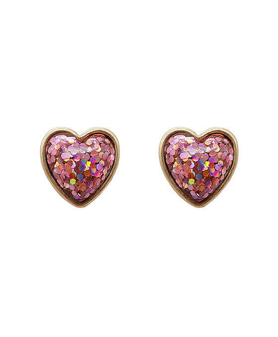 Epoxy Heart Stone Post Earring