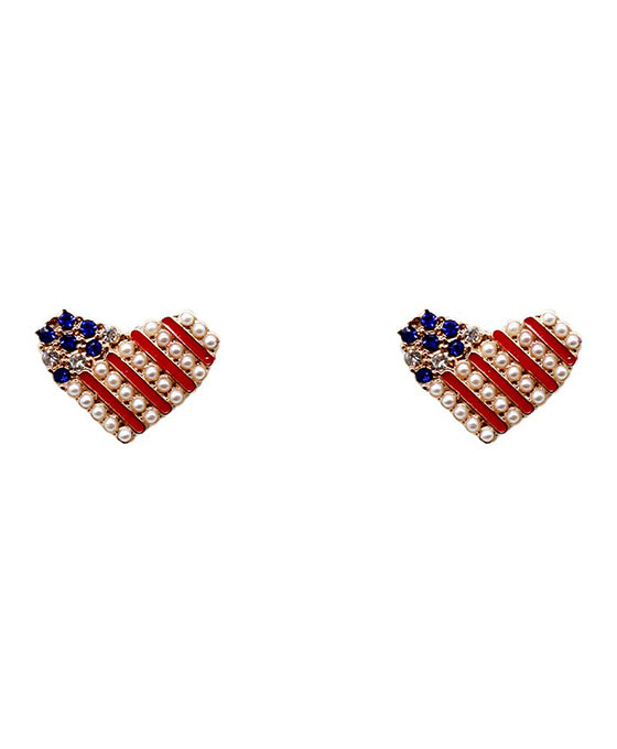 America Flag Heart Earring
