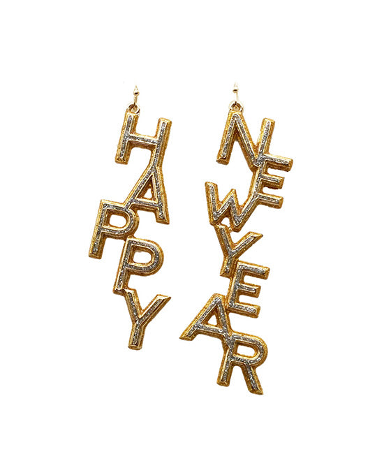 Happy New Year Glitter Epoxy Earring