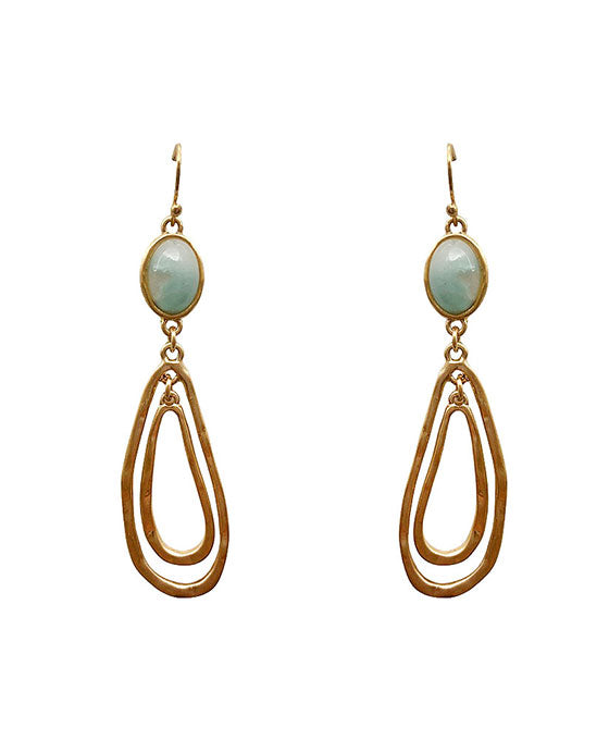 Natural Stone Double Teardrop Earring