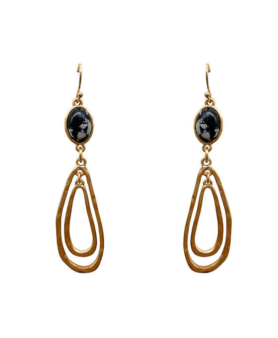 Natural Stone Double Teardrop Earring