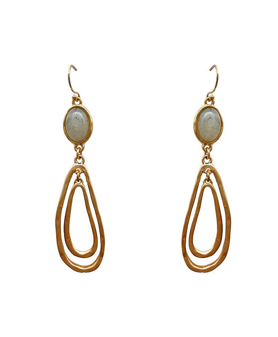 Natural Stone Double Teardrop Earring