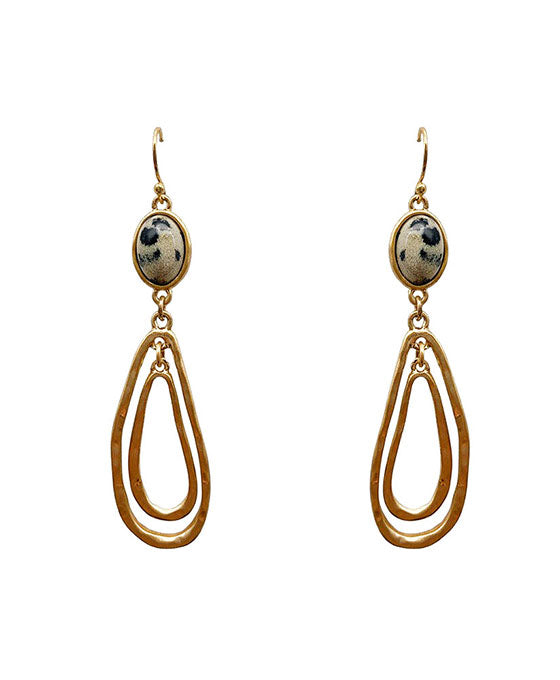 Natural Stone Double Teardrop Earring