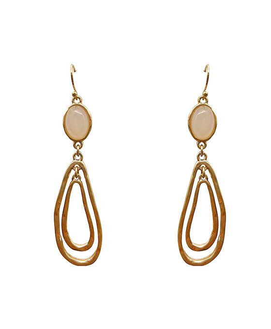 Natural Stone Double Teardrop Earring