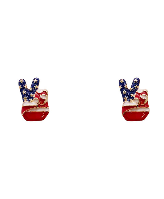 America Flag V Sign Earring