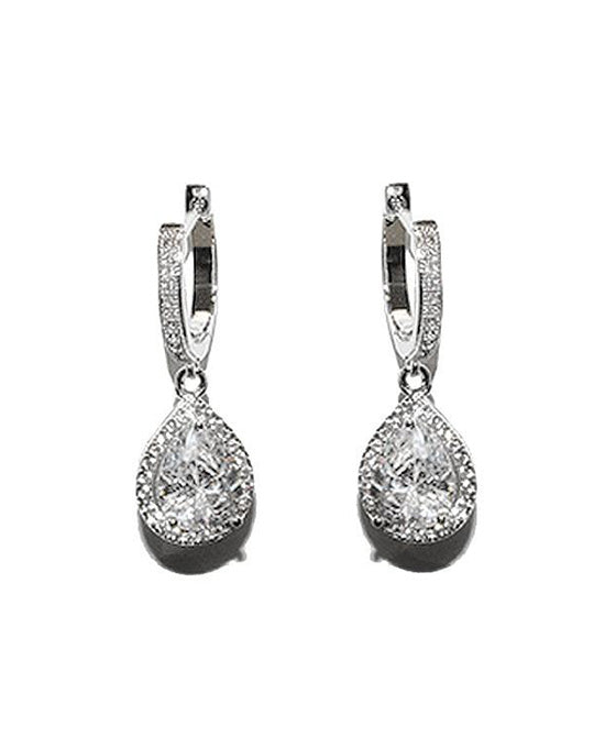 CZ Teardrop Halo Earring