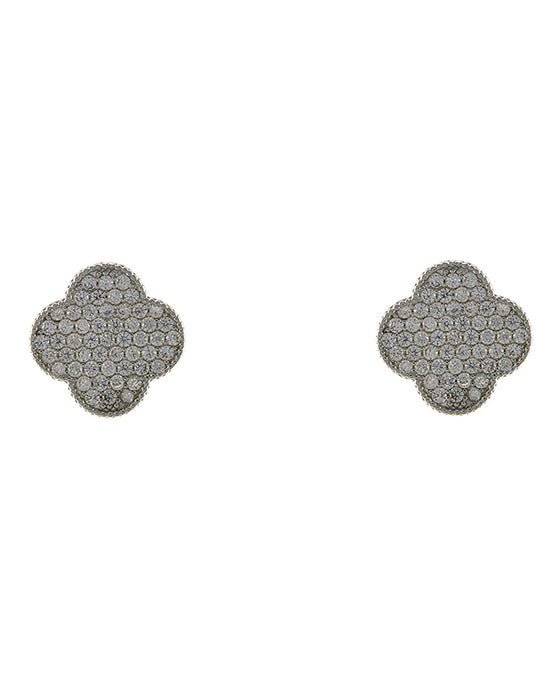 CZ Micro Paveed Clover Stud Earring