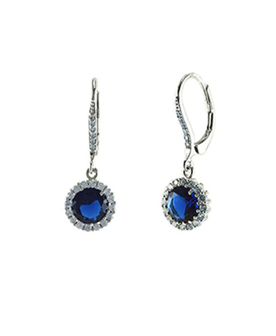 CZ Round Lever Back Earring