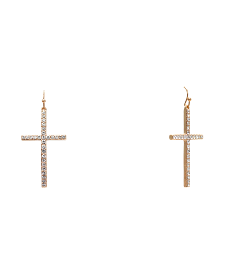 Pave Cross Earring - 2.0"