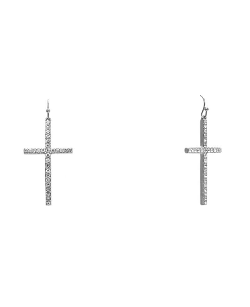 Pave Cross Earring - 2.0"