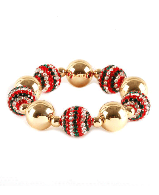 Glass & Metal Christmas Pave Ball Bracelet