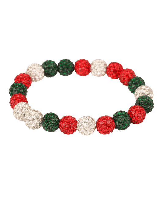 Pave Ball Christmas Elastic Bracelet