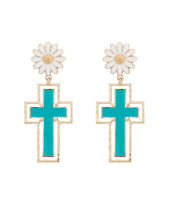 Cross Enamel Earring