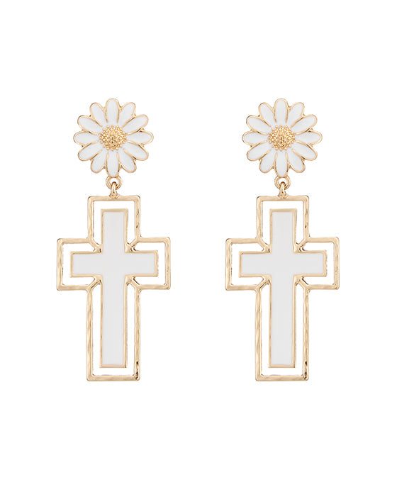 Cross Enamel Earring