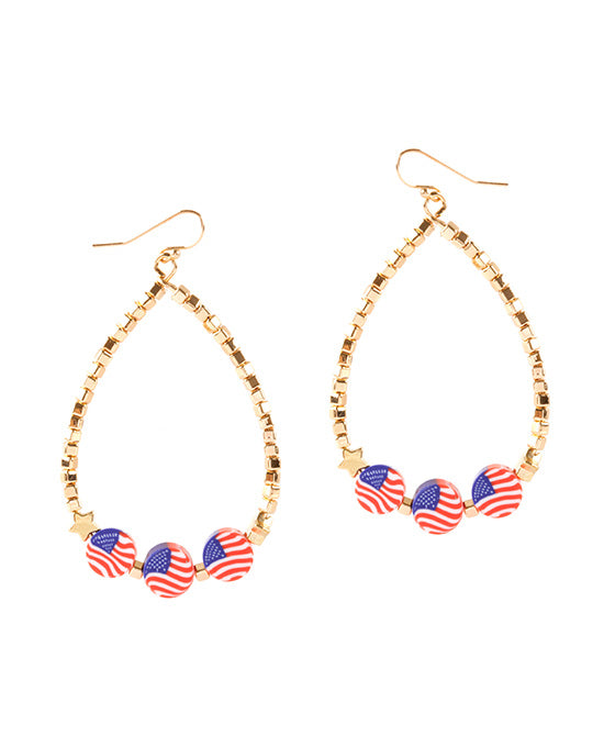 Fimo Patriot Teardrop Earring