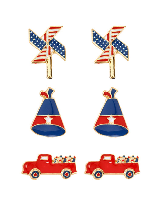 Epoxy 3 Pair Patriot Post Earring