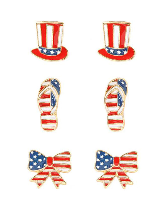 Epoxy 3 Pair Patriot Earring