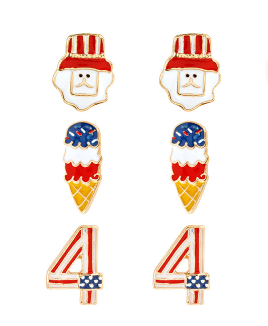 Epoxy 3 Pair Patriot Post Earring