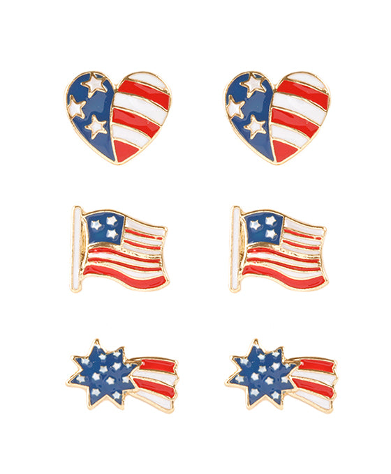 Epoxy 3 Pair Patriot Post Earring