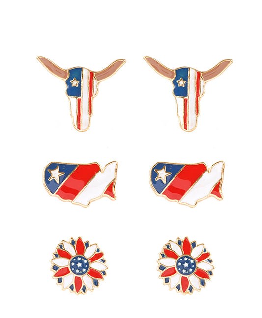 Epoxy 3 Pair Patriot Post Earring