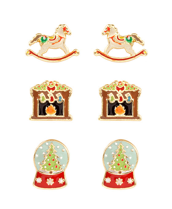 Epoxy 3 Pair Christmas Earring