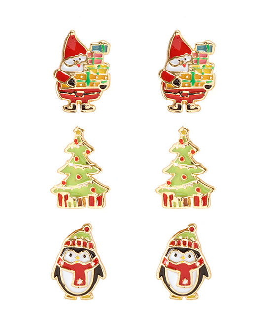 Epoxy 3 Pair Christmas Earring