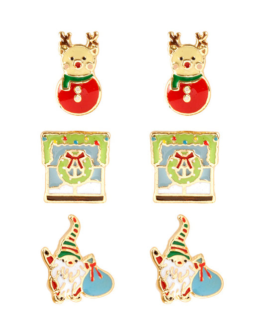 Epoxy 3 Pair Christmas Earring