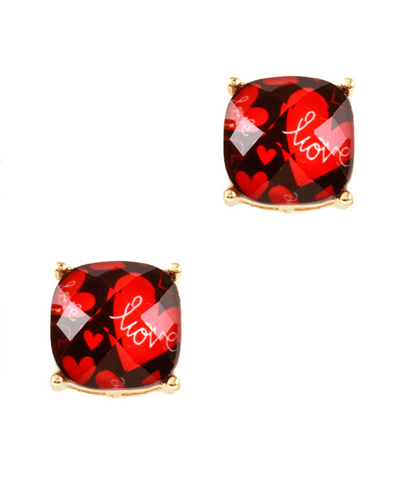 Epoxy Valentine Square Post Earring