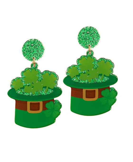 Acrylic Saint Patricks Post Earring