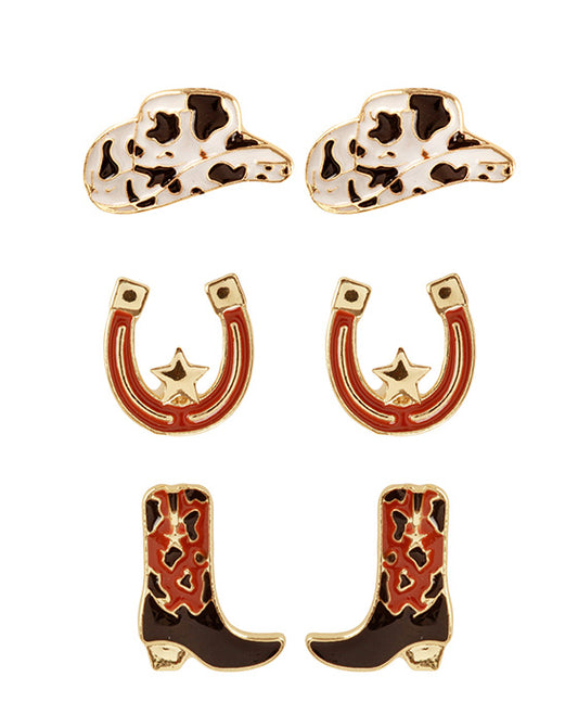 Epoxy Texas 3 Pair Earring