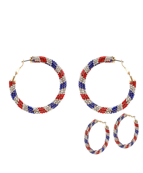 66mm Paveball Patriot Hoop Earring