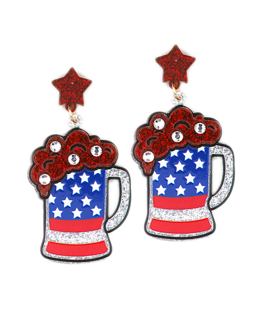 Acrylic July Patriot Post Earring