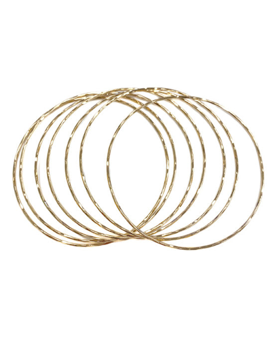 7 Set Hammered Thin Texture Bangles