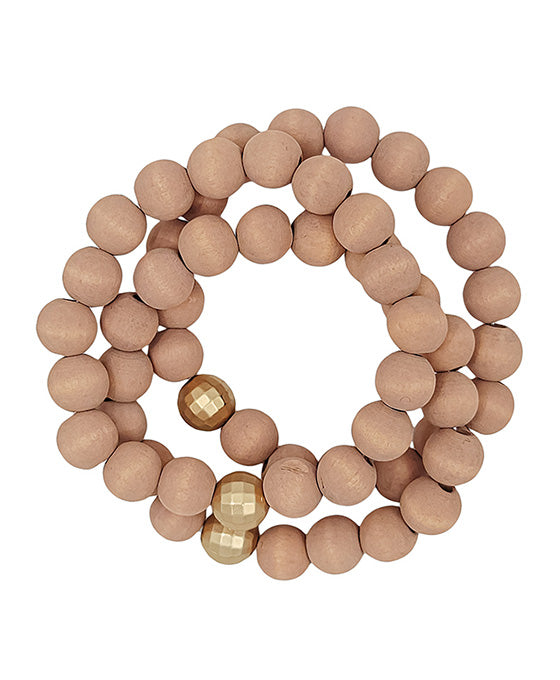 3 Set Wood Beads w/ Discoball Bracelet