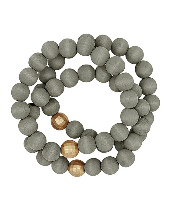 3 Set Wood Beads w/ Discoball Bracelet