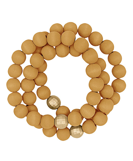 3 Set Wood Beads w/ Discoball Bracelet