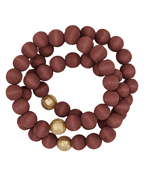 3 Set Wood Beads w/ Discoball Bracelet