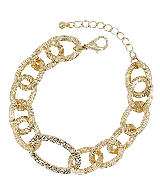 Oval Pave Accent Linked Chain Bracelet