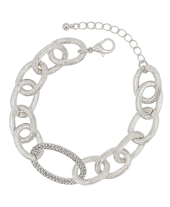 Oval Pave Accent Linked Chain Bracelet