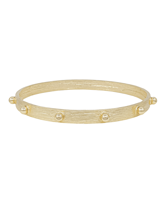 Metal Ball Accent Scratched Texture Bangle