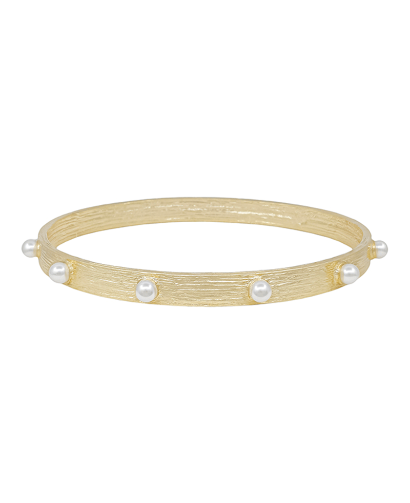 Pearl Accent Scratched Texture Bangle