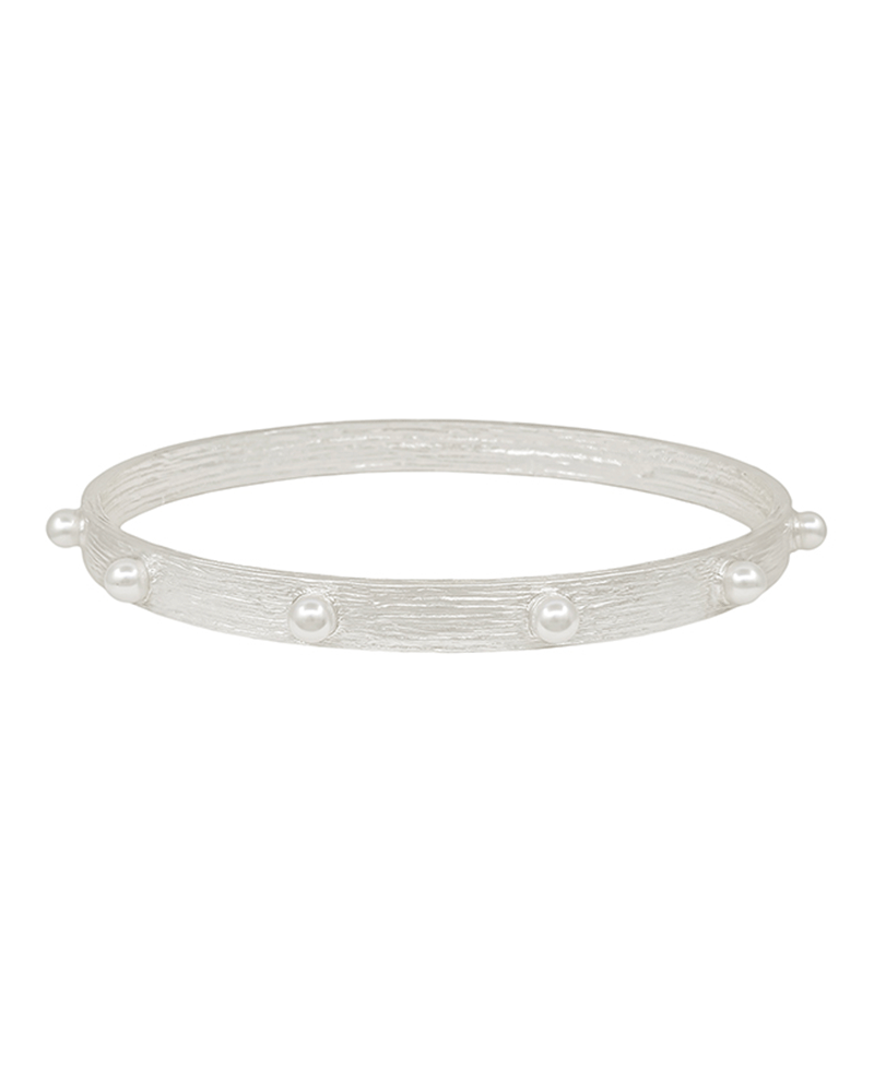 Pearl Accent Scratched Texture Bangle