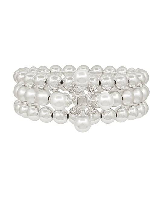 Cross Shape Pearl Accent CCB Bracelet