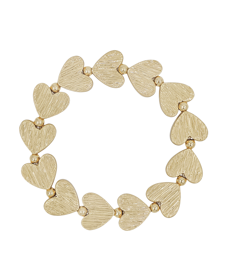 Textured Heart Metal Stretch Bracelet