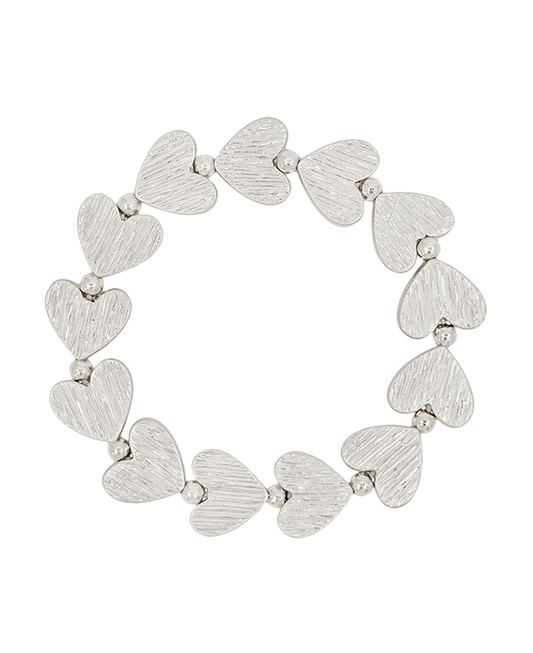 Textured Heart Metal Stretch Bracelet