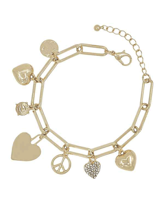 Heart & Crystal Charm Bracelet