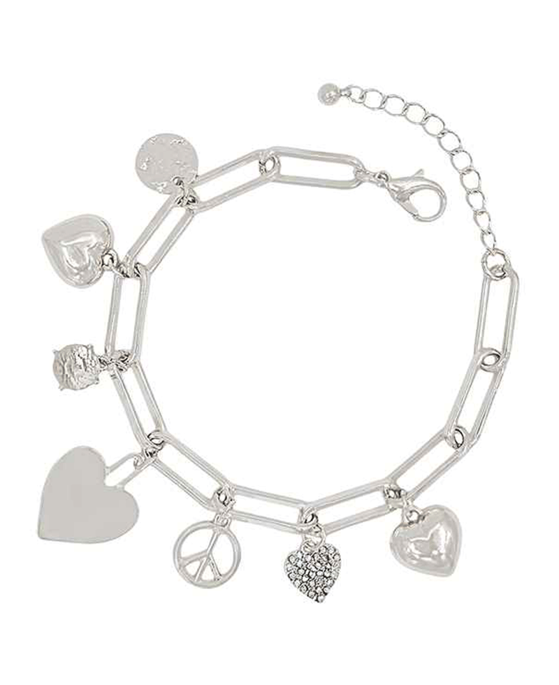 Heart & Crystal Charm Bracelet