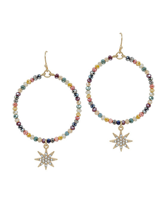 Star Pave Round Beaded Earring