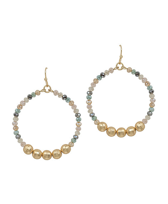 Disco Ball CCB & Glass Beads Round Earring