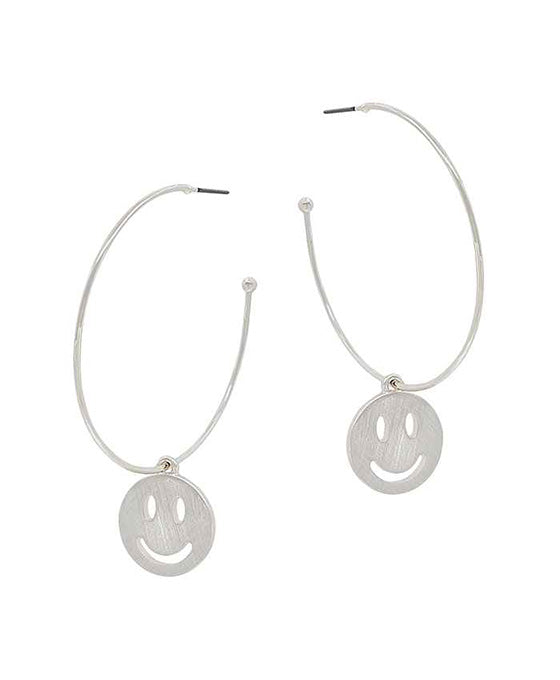 Smile Charm Hoop Earring